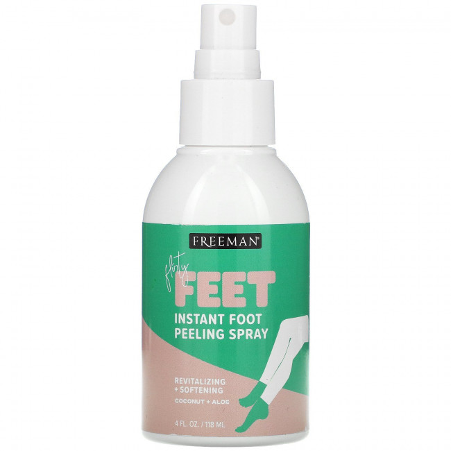 Freeman Beauty, Flirty Feet, мгновенный спрей-пилинг для ног, кокос + алоэ, 118 мл (4 жидк. унции)
