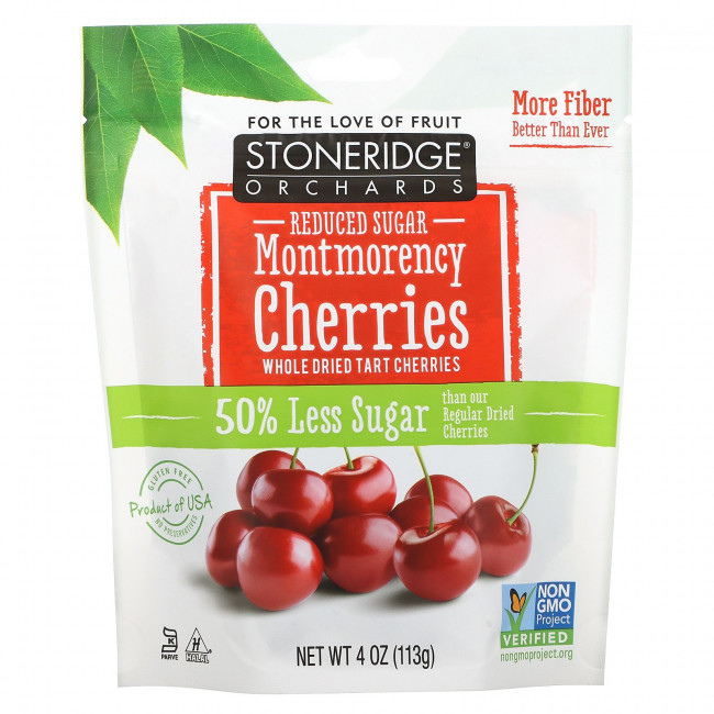 Stoneridge Orchards, Вишня Монморенси, сушеная цельная вишня, с пониженным содержанием сахара, 113 г (4 унции) Stoneridge Orchards, Вишня Монморенси, сушеная цельная вишня, с пониженным содержанием сахара, 113 г (4 унции)