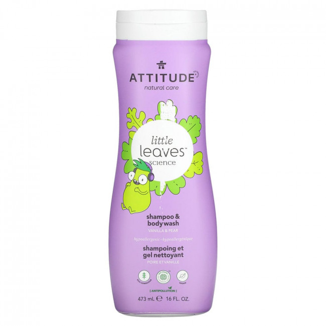 ATTITUDE, Little Leaves Science, шампунь и гель для душа 2 в 1, ваниль и груша, 473 мл ATTITUDE, Little Leaves Science, шампунь и гель для душа 2 в 1, ваниль и груша, 473 мл