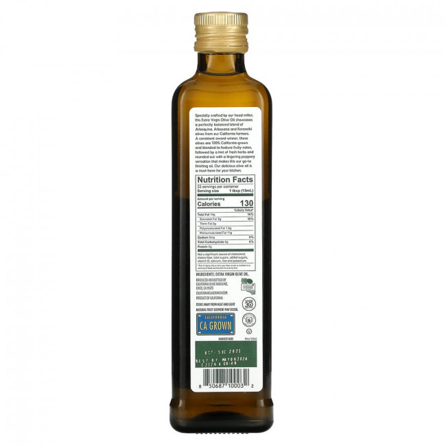 California Olive Ranch, Miller's Blend, нерафинированное оливковое масло высшего качества, 100% сырья из Калифорнии, 500 мл (16,9 жидк. унции)