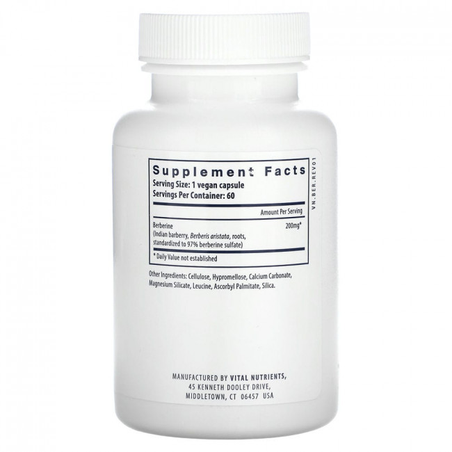 Vital Nutrients, Berberine, 200 mg, 60 Vegan Capsules