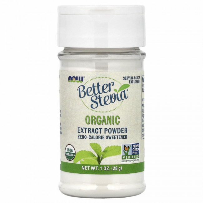 NOW Foods, BetterStevia, Organic Extract Powder, 1 унция (28 г) NOW Foods, BetterStevia, Organic Extract Powder, 1 унция (28 г)