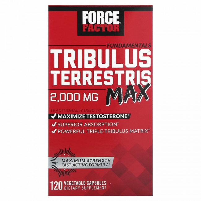 Force Factor, Fundamentals, Tribulus Terrestris Max, 500 мг, 120 растительных капсул Force Factor, Fundamentals, Tribulus Terrestris Max, 500 мг, 120 растительных капсул