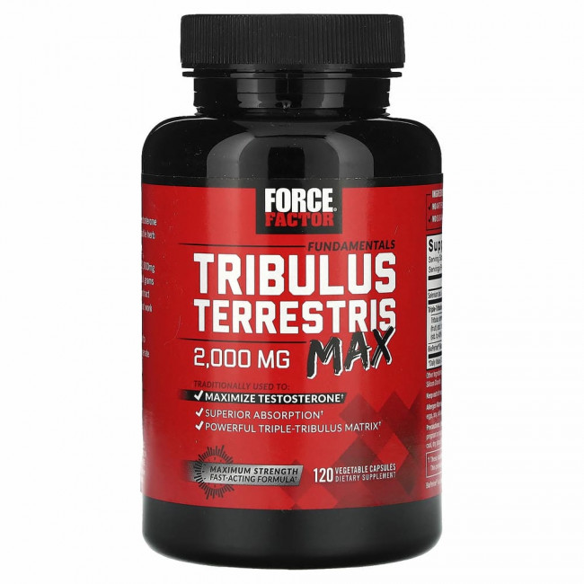 Force Factor, Fundamentals, Tribulus Terrestris Max, 500 мг, 120 растительных капсул Force Factor, Fundamentals, Tribulus Terrestris Max, 500 мг, 120 растительных капсул