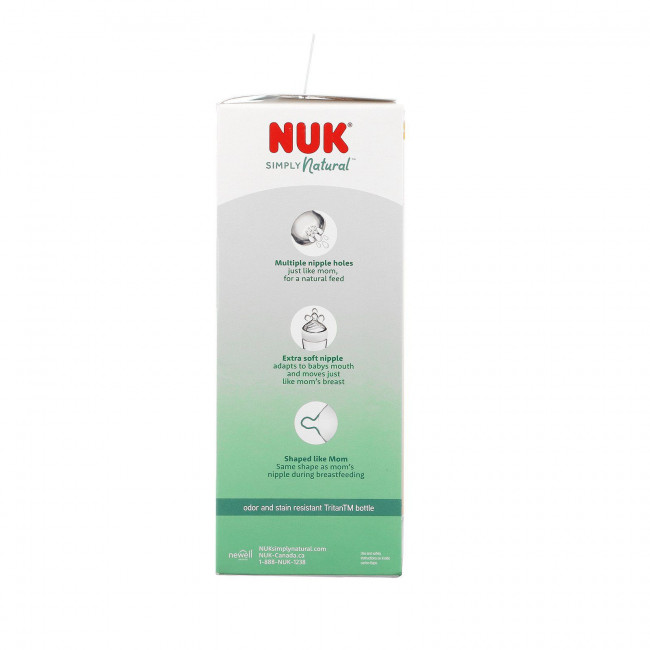 NUK, Simply Natural, белые в бутылках, для детей от 1 месяца, средние, 3 упаковки, по 270 мл (9 унций) NUK, Simply Natural, белые в бутылках, для детей от 1 месяца, средние, 3 упаковки, по 270 мл (9 унций)