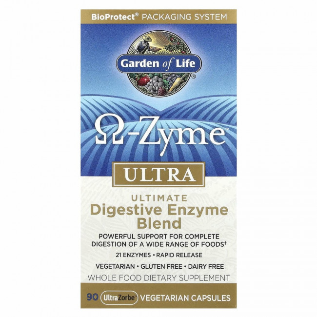 Garden of Life, O-Zyme ультра, наилучший комплекс пищеварительных ферментов, 90 растительных капсул