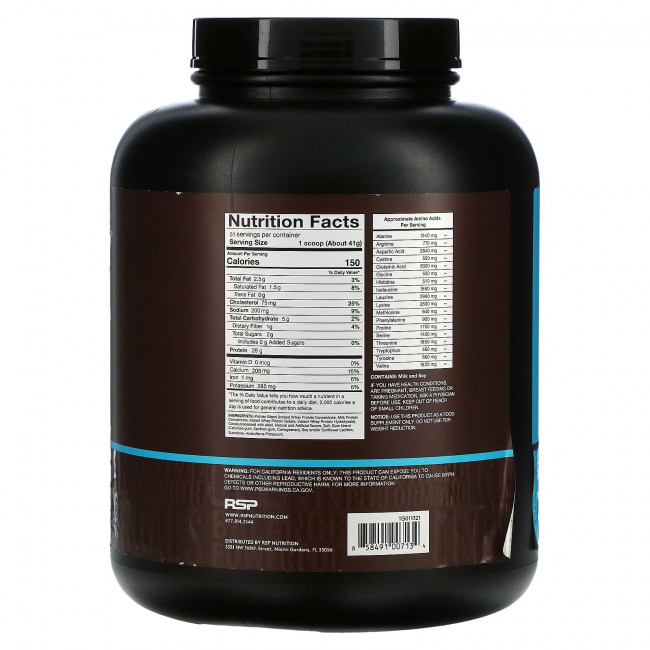RSP Nutrition, TrueWhey, шоколад, 2,09 кг (4,6 фунтов)