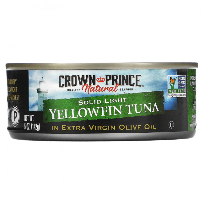 Crown Prince Natural, Желтоперый тунец, светлый, в оливковом масле первого отжима, 142 г (5 унций) Crown Prince Natural, Желтоперый тунец, светлый, в оливковом масле первого отжима, 142 г (5 унций)