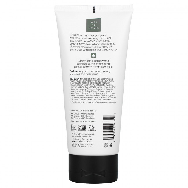 Andalou Naturals, CannaCell, освежающее средство для умывания для мужчин, 178 мл (6 жидк. Унций)