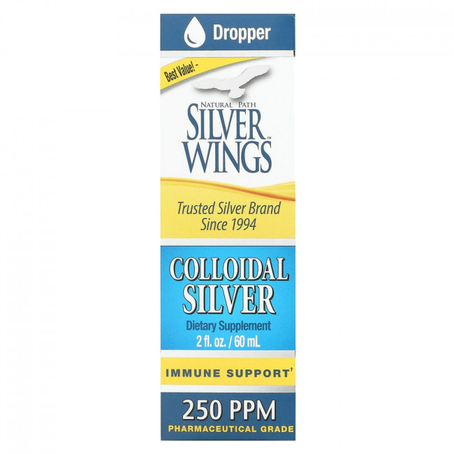Natural Path Silver Wings, Коллоидное серебро, 250 частей на миллион, 2 жидких унции (60 мл) Natural Path Silver Wings, Коллоидное серебро, 250 частей на миллион, 2 жидких унции (60 мл)