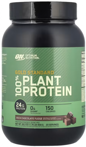 Optimum Nutrition, Золотой стандарт, 100% растительный белок, насыщенная шоколадная помадка, 800 г (1,76 фунта)