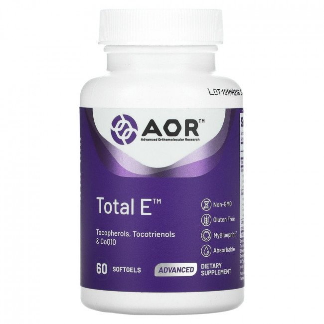 Advanced Orthomolecular Research AOR, Total E, комплекс витаминов группы Е, 60 мягких таблеток Advanced Orthomolecular Research AOR, Total E, комплекс витаминов группы Е, 60 мягких таблеток