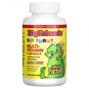 Natural Factors, Big Friends, жевательные мультивитамины и минералы, со вкусом ягод, 60 жевательных таблеток