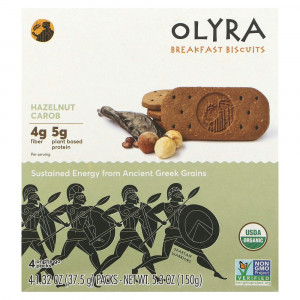 Olyra, Breakfast Biscuits, Hazelnut Carob , 4 Packs 1.32 oz (37.5 g) Each