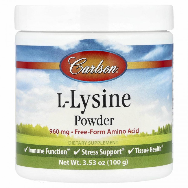 Carlson Labs, L-лизин, аминокислота в форме порошка, 100 г