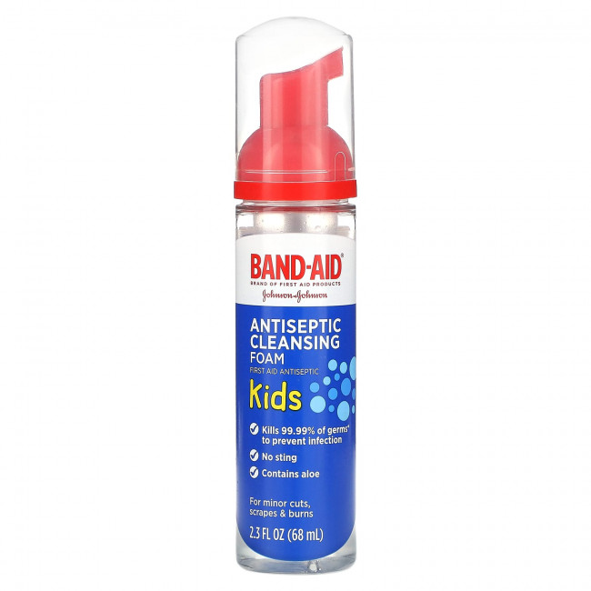 Band Aid, Kids, антисептическая очищающая пенка, 68 мл (2,3 жидк. Унции) Band Aid, Kids, антисептическая очищающая пенка, 68 мл (2,3 жидк. Унции)