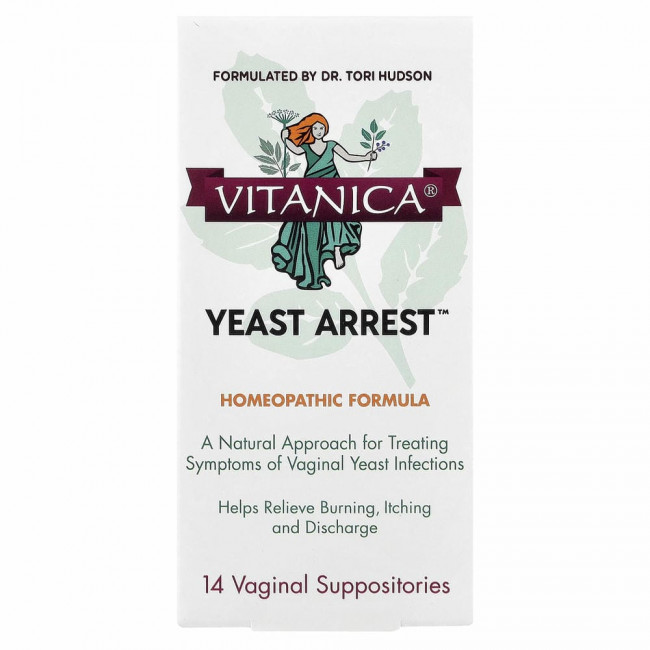 Vitanica, Yeast Arrest, 14 вагинальных суппозиториев Vitanica, Yeast Arrest, 14 вагинальных суппозиториев