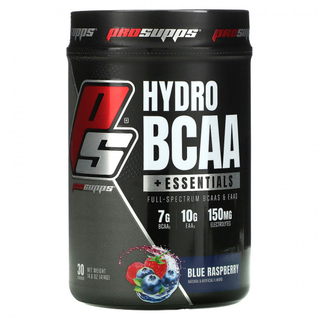 ProSupps, Hydro BCAA +Essentials, добавка с электролитами и аминокислотами, голубая малина, 414 г (14,6 унции) ProSupps, Hydro BCAA +Essentials, добавка с электролитами и аминокислотами, голубая малина, 414 г (14,6 унции)