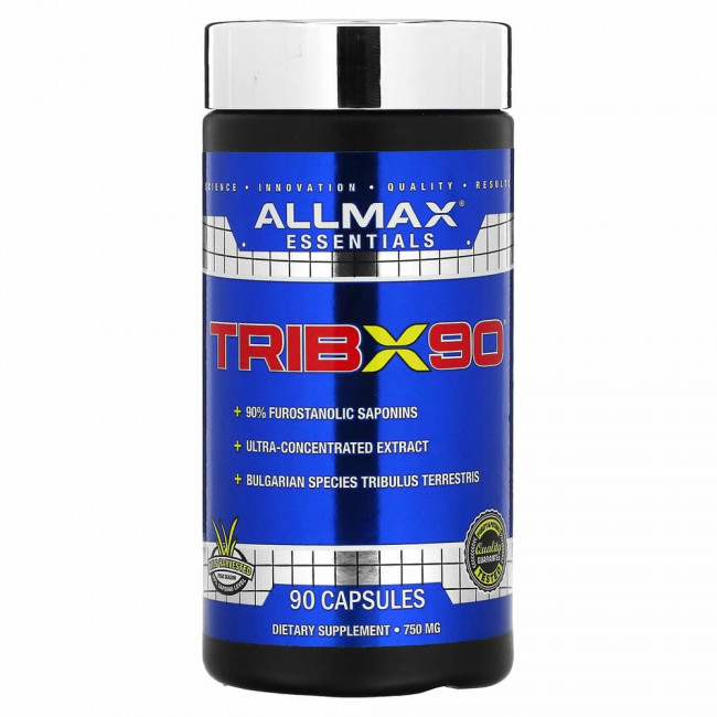 ALLMAX Nutrition, TribX90, ультраконцентрат, якорцы, 90% сапонинов фурастанолового типа, 750 мг, 90 капсул