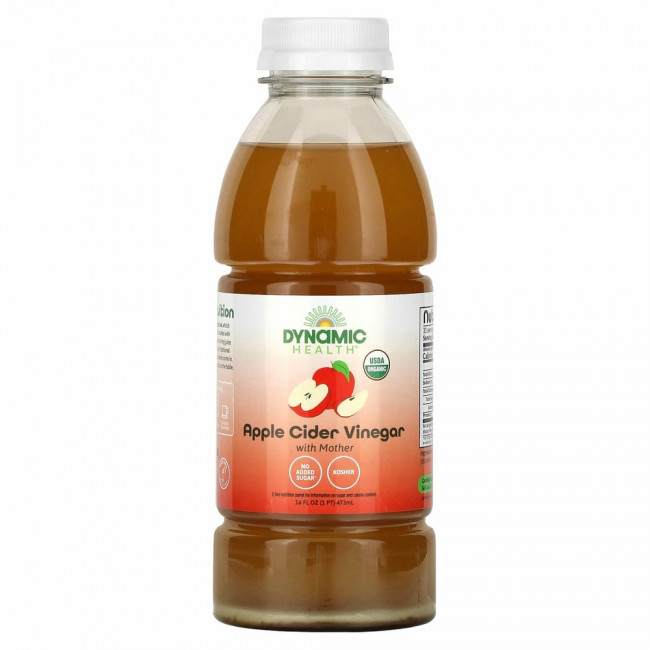 Dynamic Health Laboratories, органический необработанный яблочный уксус с маткой, 473 мл (16 жидк. унций)