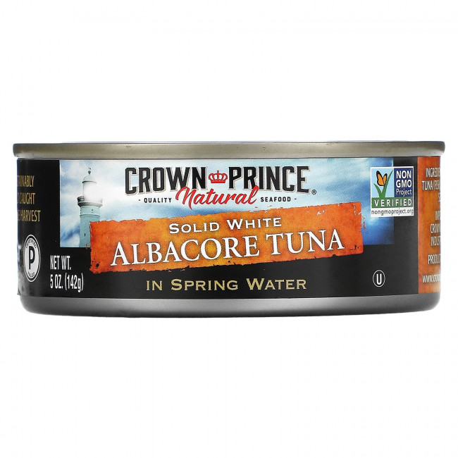 Crown Prince Natural, Белый тунец альбакор, в родниковой воде, 142 г (5 унций) Crown Prince Natural, Белый тунец альбакор, в родниковой воде, 142 г (5 унций)