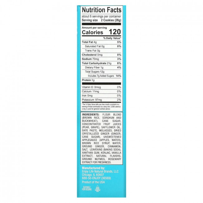 Enjoy Life Foods, Бисквитное печенье с ароматом имбирных пряников, 6 унций (170 г) Enjoy Life Foods, Бисквитное печенье с ароматом имбирных пряников, 6 унций (170 г)
