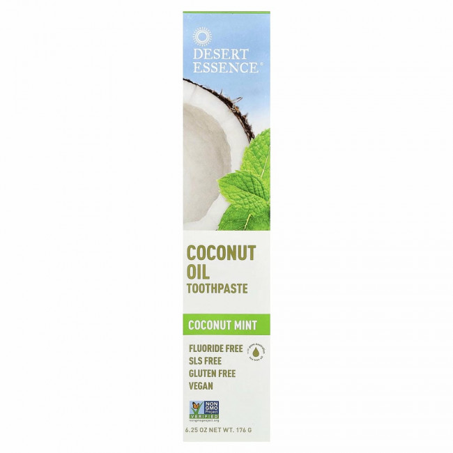 Desert Essence, Зубная паста с кокосовым маслом, Кокос и мята, 6,25 унции (176 г) Desert Essence, Зубная паста с кокосовым маслом, Кокос и мята, 6,25 унции (176 г)