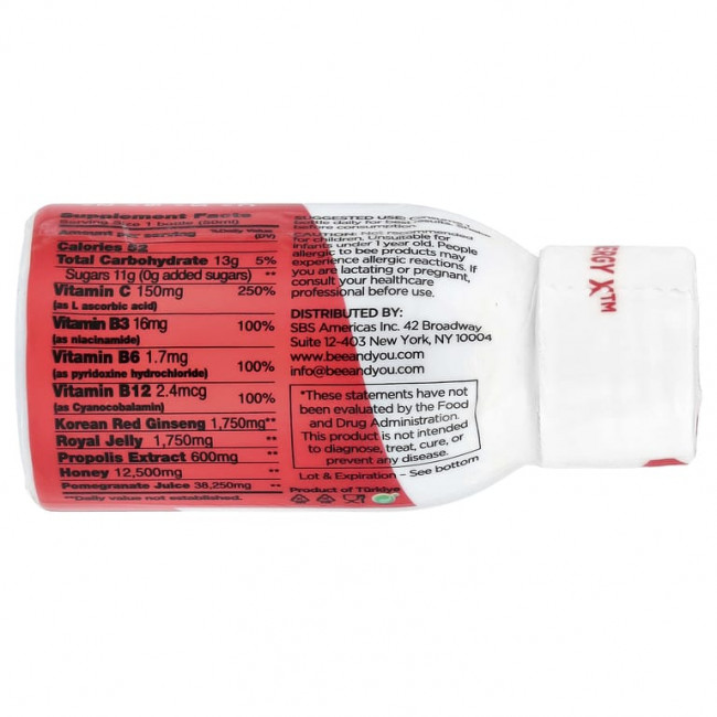 Bee & You, EnergyX ™ Shot, без кофеина, 50 мл (1,69 жидк. Унции)