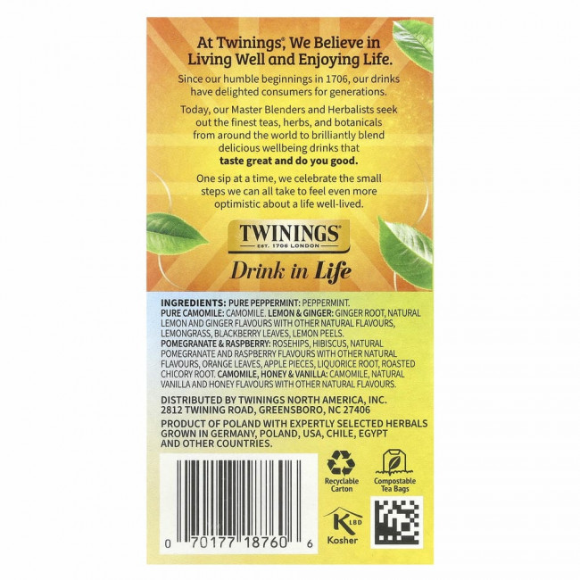 Twinings, Ассорти из травяных чаев, смешанный набор, без кофеина, 20 чайных пакетиков, 34 г (1,23 унции)