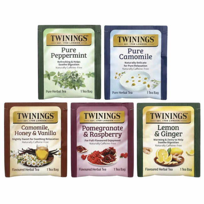Twinings, Ассорти из травяных чаев, смешанный набор, без кофеина, 20 чайных пакетиков, 34 г (1,23 унции)