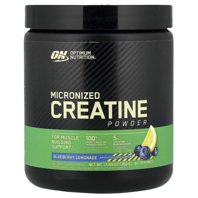 Optimum Nutrition, Микронизированный креатин в порошке, черничный лимонад, 360 г (12,69 унции)