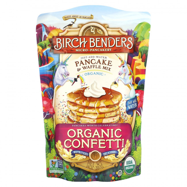 Birch Benders, Смесь для блинов и вафель, органическое конфетти, 397 г (14 унций) Birch Benders, Смесь для блинов и вафель, органическое конфетти, 397 г (14 унций)