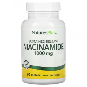 NaturesPlus, никотинамид замедленного высвобождения, 1000 мг, 90 таблеток NaturesPlus, никотинамид замедленного высвобождения, 1000 мг, 90 таблеток