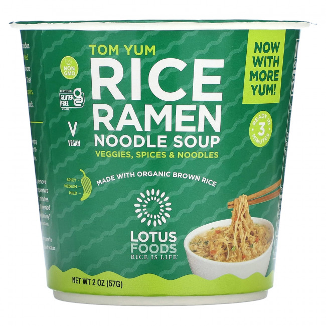 Lotus Foods, Рисовый суп с лапшой рамен, том ям, 57 г (2 унции) Lotus Foods, Рисовый суп с лапшой рамен, том ям, 57 г (2 унции)