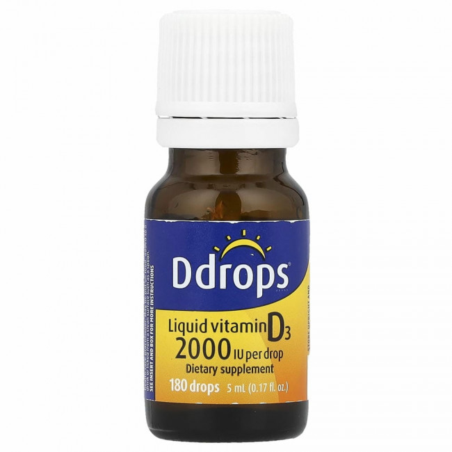 Ddrops, Жидкий витамин D3, 2000 МЕ, 5 мл (0,17 жидкой унции)