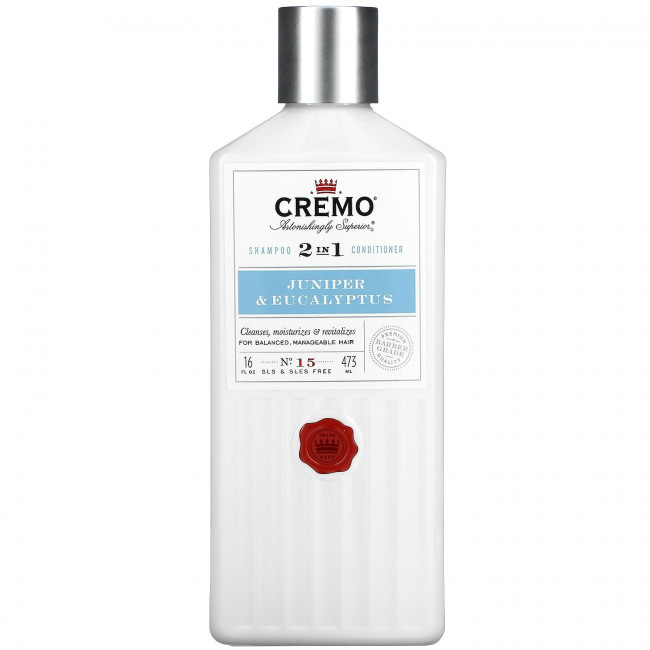 Cremo, Шампунь и кондиционер 2 в 1, № 15, можжевельник и эвкалипт, 16 жидких унций (473 мл) Cremo, Шампунь и кондиционер 2 в 1, № 15, можжевельник и эвкалипт, 16 жидких унций (473 мл)