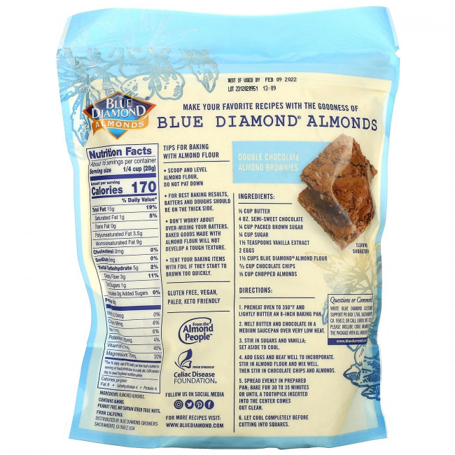 Blue Diamond, Миндальная мука, мелко просеянная, 454 г (16 унций)
