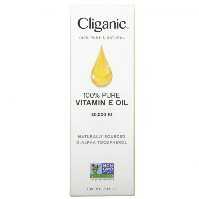Cliganic, 100% чистое и натуральное масло с витамином Е, 30 000 МЕ, 30 мл (1 жидк. Унция) Cliganic, 100% чистое и натуральное масло с витамином Е, 30 000 МЕ, 30 мл (1 жидк. Унция)