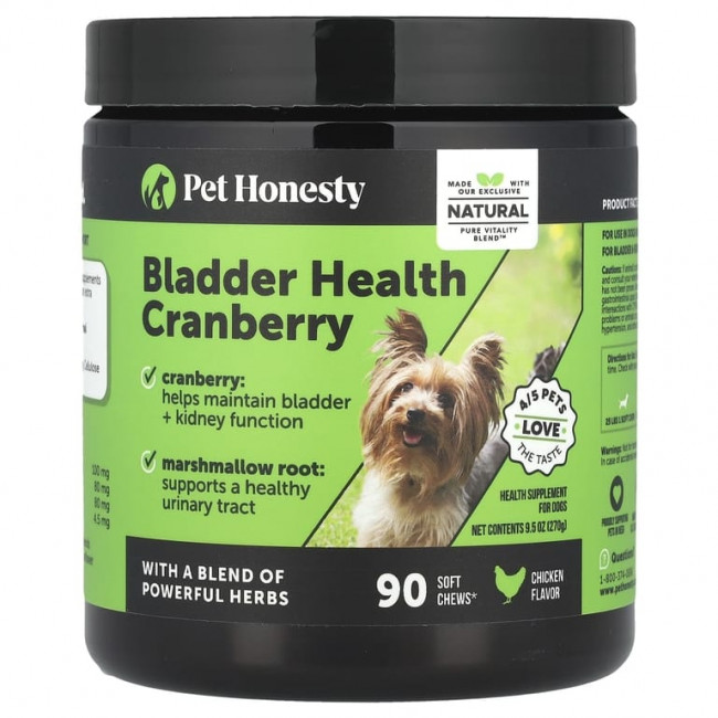 Pet Honesty, Клюква для здоровья мочевого пузыря, для собак, курица, 90 жевательных таблеток, 270 г (9,5 унции) Pet Honesty, Клюква для здоровья мочевого пузыря, для собак, курица, 90 жевательных таблеток, 270 г (9,5 унции)