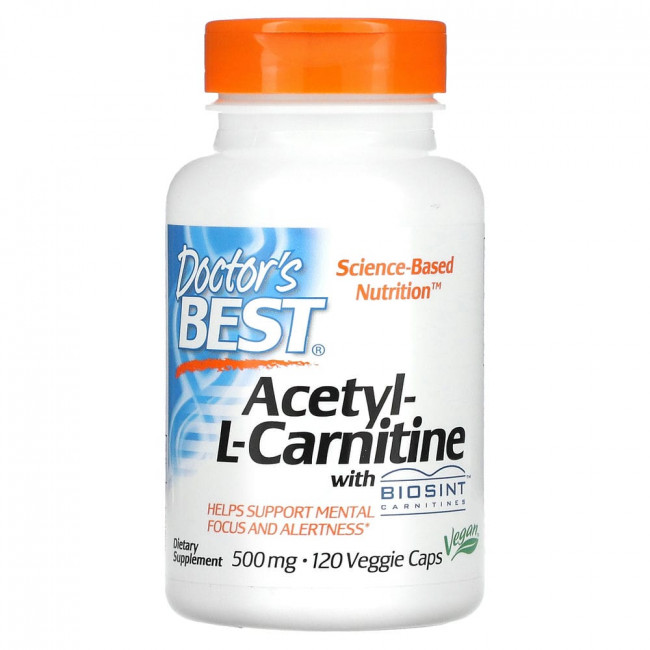 Doctor's Best, ацетил L-карнитин с карнитинами Biosint, 500 мг, 120 вегетарианских капсул Doctor's Best, ацетил L-карнитин с карнитинами Biosint, 500 мг, 120 вегетарианских капсул