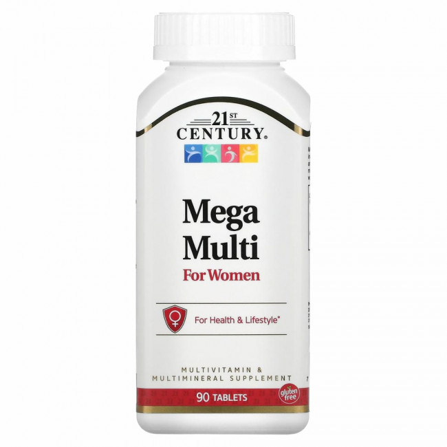 21st Century, Mega Multi, мультивитамины и мультимикроэлементы для женщин, 90 таблеток 21st Century, Mega Multi, мультивитамины и мультимикроэлементы для женщин, 90 таблеток