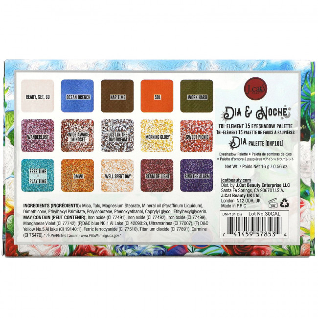 J.Cat Beauty, Dia & Noche, Палетка теней для век Tri-Element 15, диаметр DNP101, 0,56 унции (16 г)