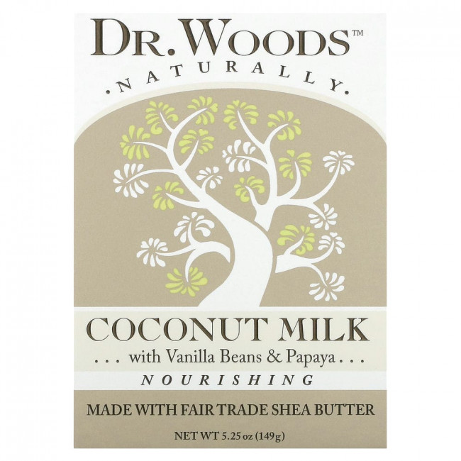 Dr. Woods, Брусковое мыло, кокосовое молоко, 149 г (5,25 унции) Dr. Woods, Брусковое мыло, кокосовое молоко, 149 г (5,25 унции)