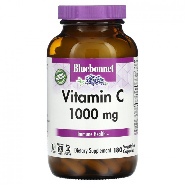 Bluebonnet Nutrition, витамин C, 1000 мг, 180 вегетарианских капсул