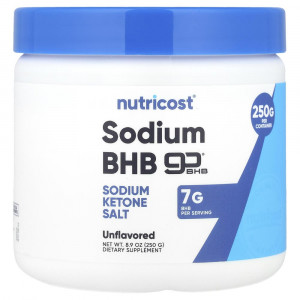 Nutricost, Sodium BHB, goBHB®, без вкусовых добавок, 8,9 унции (250 г)