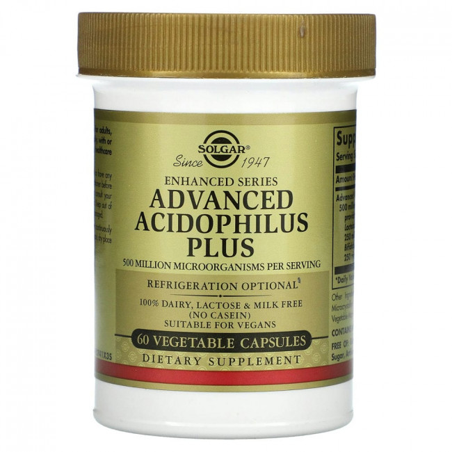 Solgar, Advanced Acidophilus Plus, 60 растительных капсул Solgar, Advanced Acidophilus Plus, 60 растительных капсул