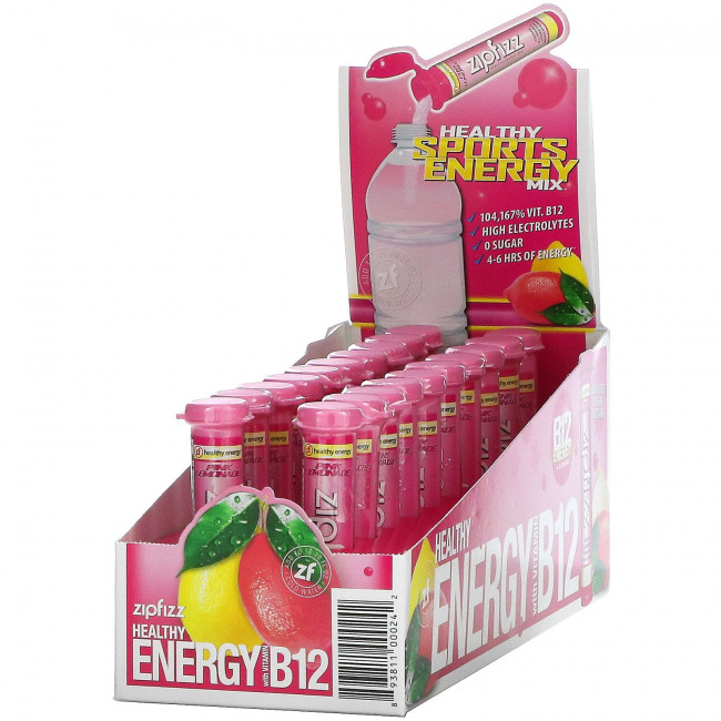 Zipfizz, Энергетическая смесь для здорового спорта с витамином B12, розовый лимонад, 20 тюбиков по 11 г (0,39 унции) Zipfizz, Энергетическая смесь для здорового спорта с витамином B12, розовый лимонад, 20 тюбиков по 11 г (0,39 унции)