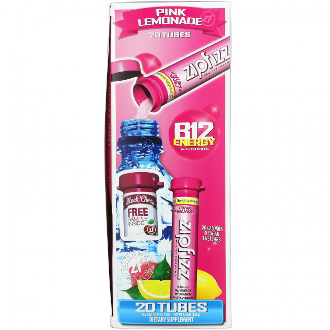 Zipfizz, Энергетическая смесь для здорового спорта с витамином B12, розовый лимонад, 20 тюбиков по 11 г (0,39 унции) Zipfizz, Энергетическая смесь для здорового спорта с витамином B12, розовый лимонад, 20 тюбиков по 11 г (0,39 унции)