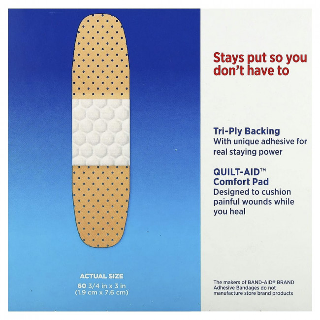 Band Aid, Tru-Stay, пластиковые пластыри, 60 шт.