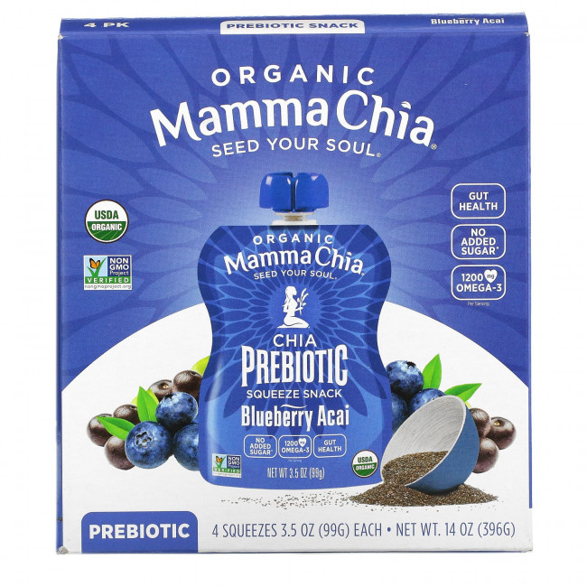 Mamma Chia, Органический пребиотик чиа, голубика и асаи, 4 порции, 99 г (3,5 унции)